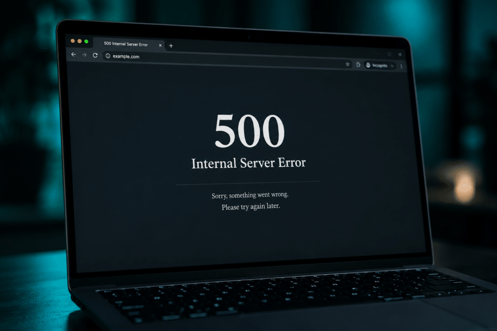 laptop error screen 500 your wp guy - WordPress 500 Internal Server Error: What It Means and How to Fix It - Problem Solving